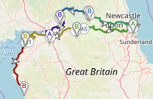 Map of the 1 week C2C and back